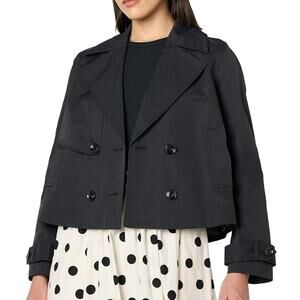 BRAND NEW ~ The Drop Women's Black Short Mara Cropped Trench Coat Jacket ~ SMALL